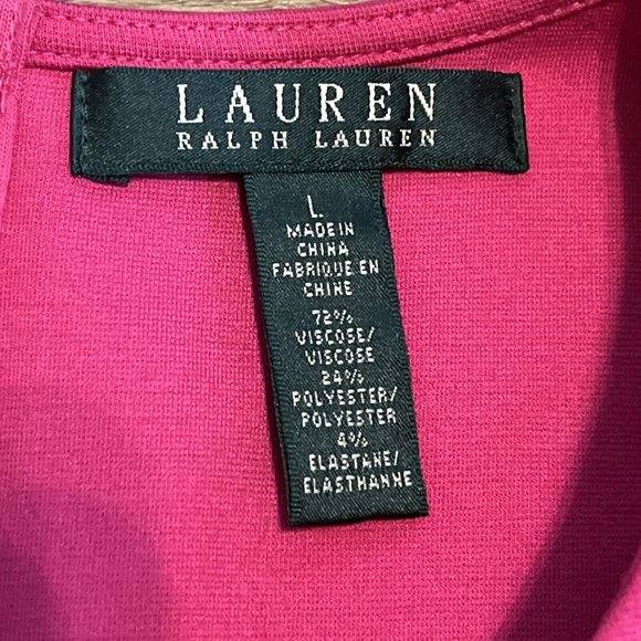 Women's LRL Ralph Lauren Shift Dress SZ Large Pink Black Stretch Pullover - Picture 8 of 11